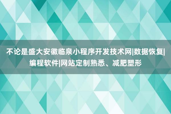 不论是盛大安徽临泉小程序开发技术网|数据恢复|编程软件|网站定制熟悉、减肥塑形